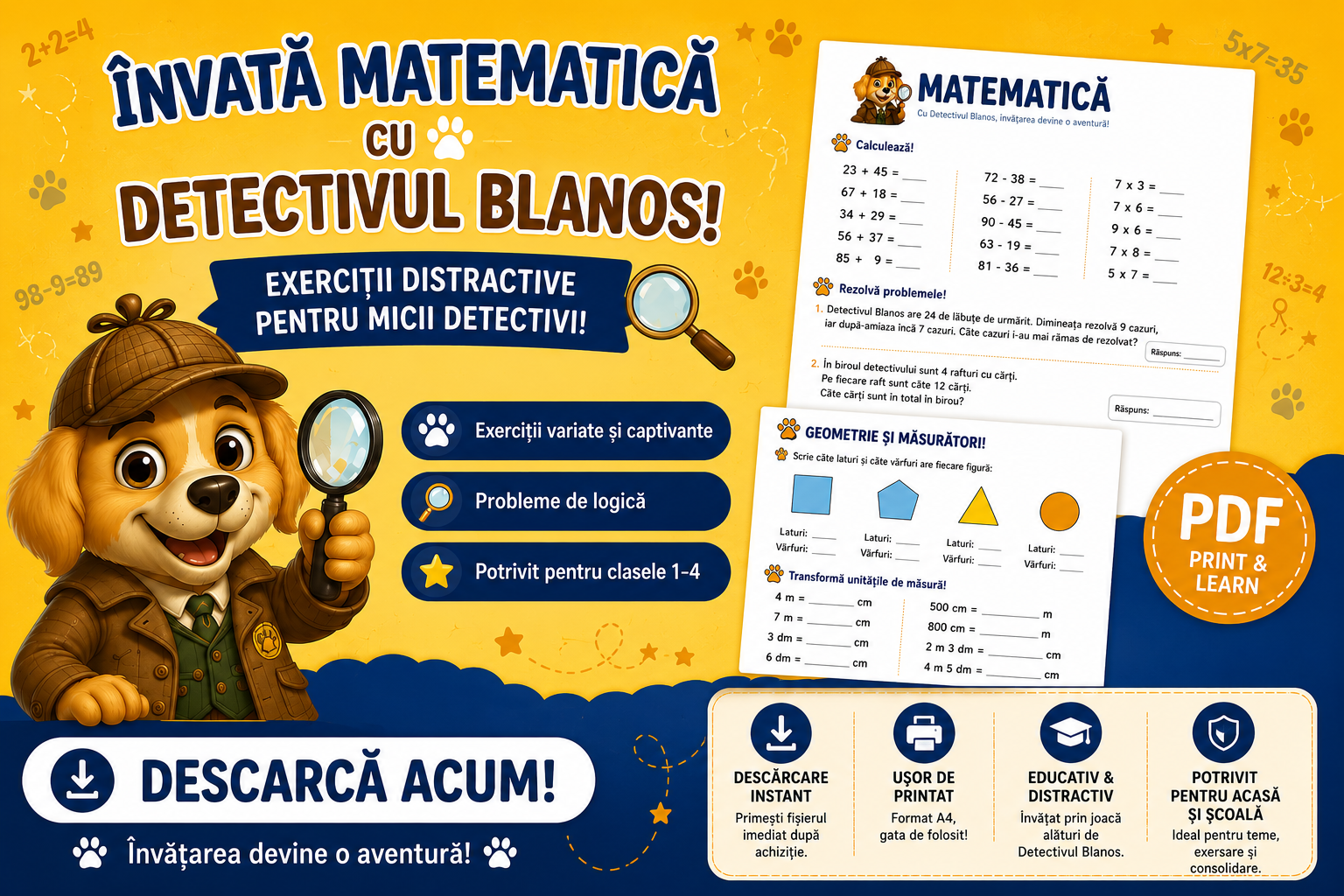 Detectivul Blanos - Exercitii pentru cei mici